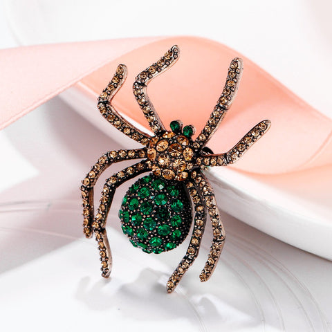 Tuliper Retro Tarantula Spider Animal Brooch Pin Austrian Crystal Rhinestone Brooch