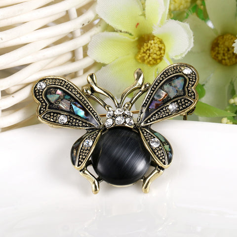 Tuliper Retro Vintage Enamel Butterfly Animal Brooch Pin Austrian Crystal Brooches