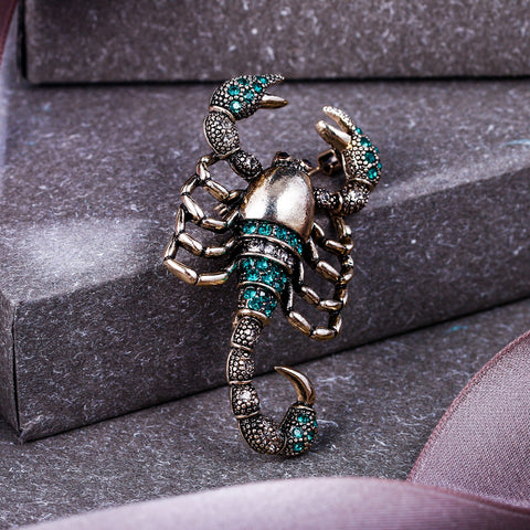 Tuliper Retro Vintage Scorpion Animal Brooch Pin Austrian Crystal Brooches