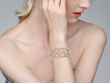 Tuliper Rhombus Elastic Bridal Bracelet Bangle Austrian Crystal Rhinestone Tennis Bracelet