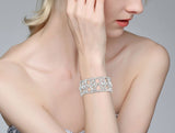 Tuliper Rhombus Elastic Bridal Bracelet Bangle Austrian Crystal Rhinestone Tennis Bracelet