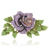Tuliper Rose Flower Pins Austrian Crystal Rhinestone Brooches