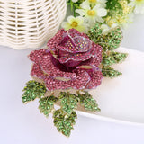 Tuliper Rose Flower Pins Austrian Crystal Rhinestone Brooches