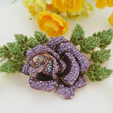 Tuliper Rose Flower Pins Austrian Crystal Rhinestone Brooches