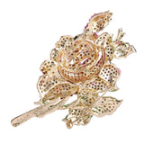 Tuliper Rose Flower Bud Brooch Pin Austrian Crystal Rhinestone Big Brooch