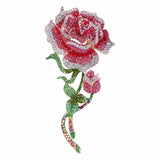 Tuliper Rose Flower Bud Brooch Pin Pink Austrian Crystal Rhinestone Brooch