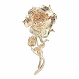 Tuliper Rose Flower Bud Brooch Pin Pink Austrian Crystal Rhinestone Brooch