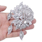 Tuliper Rose Flower Leaf Pendant Charm Austrian Crystal Rhinestone Bouquet  Brooch