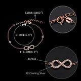 Tuliper Rose Gold 925 Sterling Silver Bowknot Infinity With Brildal Bridesmaid Bracelet