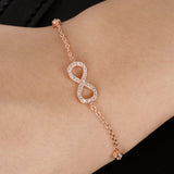 Tuliper Rose Gold 925 Sterling Silver Bowknot Infinity With Brildal Bridesmaid Bracelet