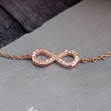 Tuliper Rose Gold 925 Sterling Silver Bowknot Infinity With Brildal Bridesmaid Bracelet