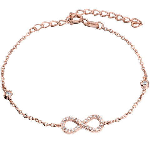 Tuliper Rose Gold 925 Sterling Silver Bowknot Infinity With Brildal Bridesmaid Bracelet