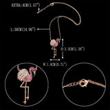 Tuliper Rose Gold Tone Bling Pink Flamingo Pendant Austrian Crystal Rhinestone Animal Necklace