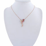 Tuliper Rose Gold Tone Bling Pink Flamingo Pendant Austrian Crystal Rhinestone Animal Necklace