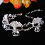 Tuliper Skull Bone Skeleton Bracelet Austrian Crystal Rhinestone Bracelets