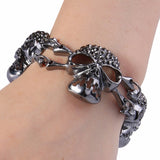 Tuliper Skull Bone Skeleton Bracelet Austrian Crystal Rhinestone Bracelets