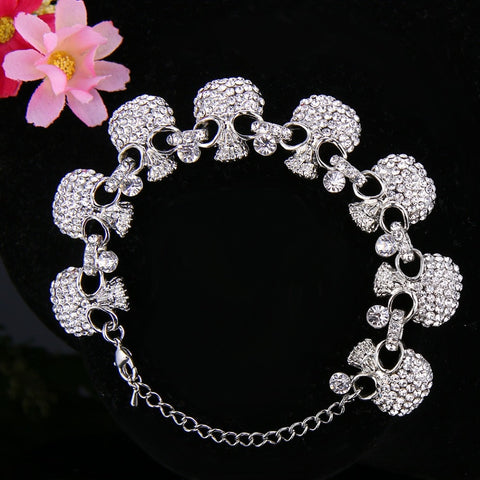 Tuliper Skull Bone Skeleton Bracelet Austrian Crystal Rhinestone Bracelets