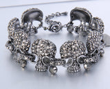 Tuliper Skull Bone Skeleton Bracelet Austrian Crystal Rhinestone Bracelets