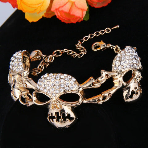 Tuliper Skull Bone Skeleton Bracelet Austrian Crystal Rhinestone Bracelets