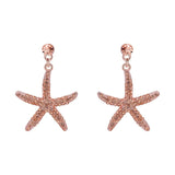 Tuliper Starfish Sea Star Austrian Crystal Rhinestone Dangle Earrings