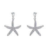 Tuliper Starfish Sea Star Austrian Crystal Rhinestone Dangle Earrings