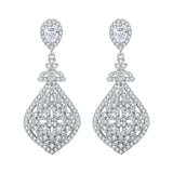 Tuliper Teardrop Bridal Earrings 925 Sterling Silver Cubic Zircon Dangle Earrings