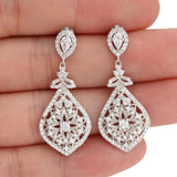 Tuliper Teardrop Bridal Earrings 925 Sterling Silver Cubic Zircon Dangle Earrings