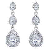 Tuliper Teardrop Cubic Zircon Bridal Earrings Austrian Crystal Dangle Earrings