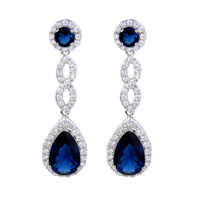 Tuliper Teardrop Infinity Bridal Earrings Cubic Zircon Dangle Earrings Jewelry