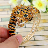 Tuliper Tiger Animal Bracelet Bangle Brown Enamel Austrian Crystal Bracelet