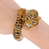 Tuliper Tiger Animal Bracelet Bangle Brown Enamel Austrian Crystal Bracelet