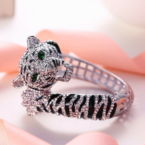 Tuliper Tiger Animal Bracelet Bangle Enamel Austrian Crystal Bracelet