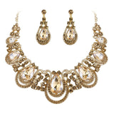 Tuliper Vase Teardrop Austrian Crystal Rhinestone Wedding Necklace Earrings Set