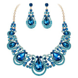 Tuliper Vase Teardrop Austrian Crystal Rhinestone Wedding Necklace Earrings Set