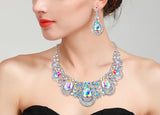 Tuliper Vase Teardrop Austrian Crystal Rhinestone Wedding Necklace Earrings Set