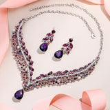 Tuliper Water Drop Bridal Jewelry Set Austrian Crystal Rhinestone Wedding Necklace Earrings Set