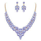 Tuliper Water Drop Ear Bridal Jewelry Austrian Crystal Wedding Necklace Earrings Set