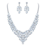 Tuliper Water Drop Ear Bridal Jewelry Austrian Crystal Wedding Necklace Earrings Set