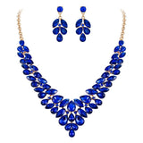 Tuliper Water Drop Ear Bridal Jewelry Austrian Crystal Wedding Necklace Earrings Set