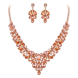 Tuliper Water Drop Ear Bridal Jewelry Austrian Crystal Wedding Necklace Earrings Set