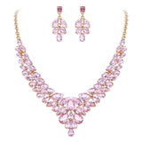 Tuliper Water Drop Ear Bridal Jewelry Austrian Crystal Wedding Necklace Earrings Set