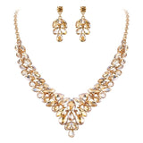 Tuliper Water Drop Ear Bridal Jewelry Austrian Crystal Wedding Necklace Earrings Set