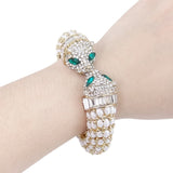 Tuliper White Panther Leopard Kiss Animal Bracelet Bangle Austrian Crystal Resin Bangle