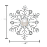 Tuliper Winter Snowflake Bridal Brooch Pin Pendant Flower Copper Zircon Pearl Brooch