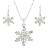 Tuliper Winter Snowflake Bridal Jewelry Austrian Crystal Necklace Earrings Set