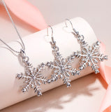 Tuliper Winter Snowflake Bridal Jewelry Austrian Crystal Necklace Earrings Set