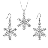 Tuliper Winter Snowflake Bridal Jewelry Austrian Crystal Necklace Earrings Set