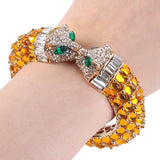 Tuliper Yellow Gold Panther Leopard Kiss Bracelet Bangle Austrian Crystal Animal Bracelet