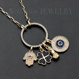 Turkish Circle Round Necklace Evil Eye Pendant Necklace