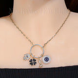 Turkish Circle Round Necklace Evil Eye Pendant Necklace